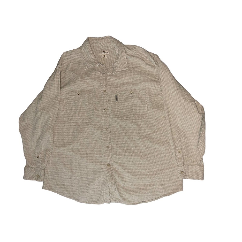 Woolrich Long Sleeve Shirt Men's Size XXL Button Khaki Textured Pockets